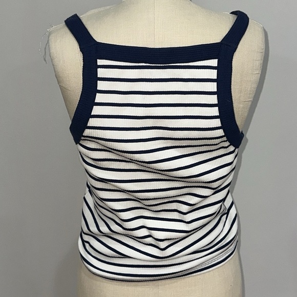 NWOT J.crew‎ Striped Navy and White Button-Up Tank Top - Picture 2 of 9